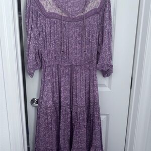 Boho Tiered Mini Dress in Lavender Purple